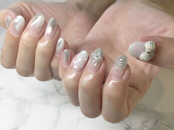 ネイルサロンブラン(nail salon BLANC)/リボンパーツが可愛いニュアンス