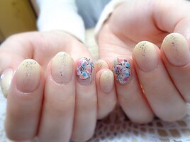 手書きジェルフラワーネイル♪
