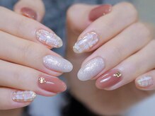 幻之花ネイル/チェックネイル　ミラーアート