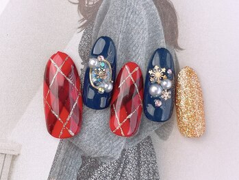 ネイルサロンフォーユー(for u)/結晶×チェック♪￥7980