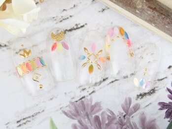 ラミエンヌ/夏 エスニック クリアネイル