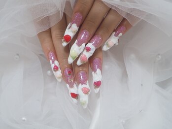 nailsalon amore 心斎橋店【長さだし/持ち込み/スカルプ/フィルイン/定額】/いちごホイップ13420円