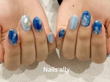 ネイルズアリー 立川店(Nails ally)/ブルー×ニュアンス