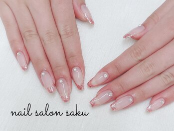 ピンクラメフレンチ/パーツ追加