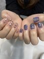 クレセント アイアンドネイル 表参道(Crescent Eye&Nail)&nbsp;ニュアンスチェックと手書きハートのチグハグネイル☆