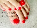 赤で楽しむフットネイル^_^
