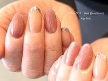 リプルネイル(Lipr Nail)/ピンクガラスフレンチ♪