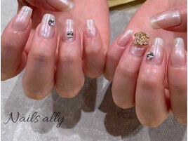 クリアネイル×オーロラ×パーツ