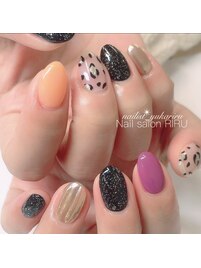 クリアレオパード×ミラーネイル