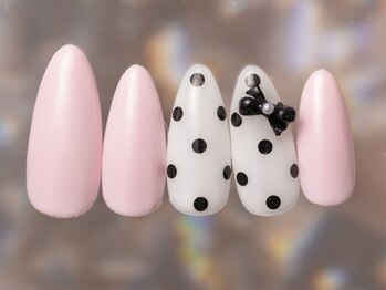 ジェミーネイル シンジュク(Jemiy nail shinjuku)/ドットリボンピンク¥7980