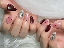 ネイルモア 藤が丘店(nail mor.)/ハートホロ×チーク