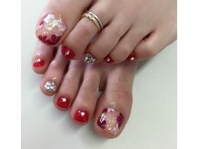 クリアー(clear)/囲みフラワー、赤、敷き詰め