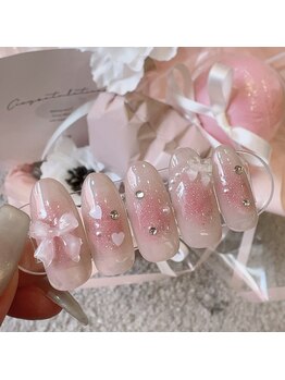 アネラネイル 広尾店(anela nail)の写真/【長さ出しもOK◎】デート・合コンで注目の的！フレンチガーリーなきらきらちゅるんネイルが人気♪