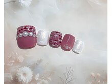 ネイルサロン&スクール ジーナ(GINA)/ピンクとパールのツイードネイル