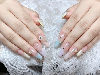 ナナネイル(Nana Nail)/パステルフレンチフラワーネイル