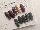 秋ネイル　シンプル　定額コース