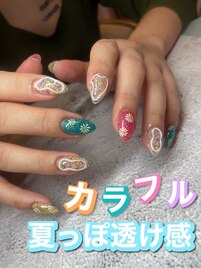 夏っぽい透け感デザイン