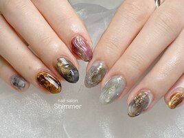 秋カラーニュアンスネイル