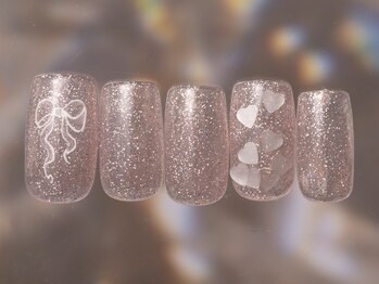 ジェミーネイル シンジュク(Jemiy nail shinjuku)/フラッシュリボンハート¥7980