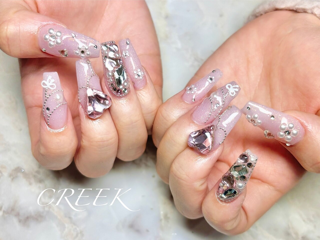 mao nail ピンク収納ボックス ミラー付き