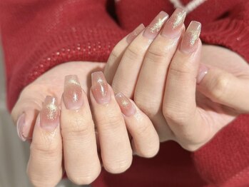 ブラソンネイル(Blossom nail)/聖夜のイルミ風ゴールドきらきら