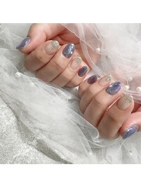 ブルーマグ×塗りかけネイル