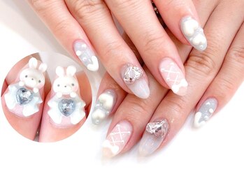 ネイルコレクション ピンク(Nail Collection Pink)/ジェル定額￥9990☆3Dうさぎ
