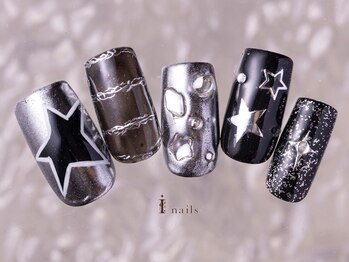 アイネイルズ 町田店(I nails)/星×シルバーネイル11500円