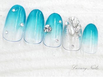 ラグジュアリーネイルズ オオミヤ(Luxury Nails Omiya)/透け感*ブルーネイル