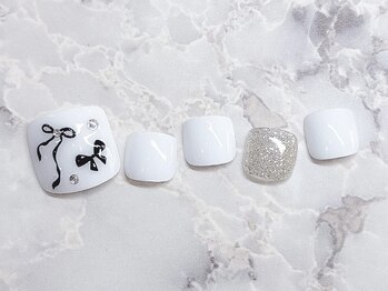 ネイルサロン クラーヴォ(cravo)/フットシンプルアートコース　3