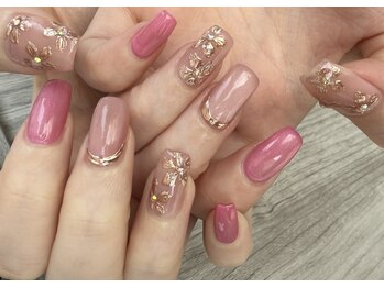 アンティークフラワー×ピンク