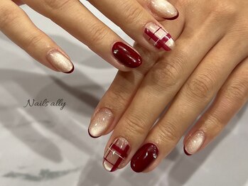 ネイルズアリー 立川店(Nails ally)/カラーマグネット×チェック×冬