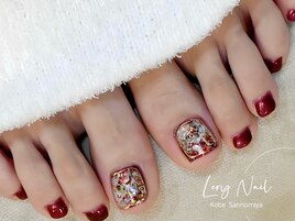 秋のニュアンスフットネイル