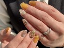 ミラーネイルと秋ニュアンス