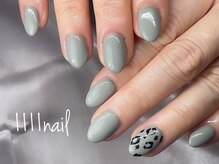 イチイチイチイチネイル(1111nail)/くすみカラー×レオパ♪