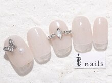 アイネイルズ 新宿店(I nails)/ヌーディー蝶ウェディング9000円