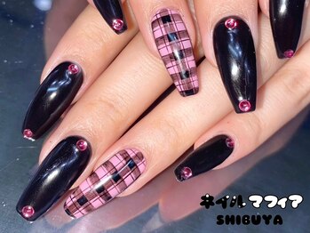 ネイルマフィア 渋谷(NAIL MAFIA)/チェック柄/長さだし/シンプル