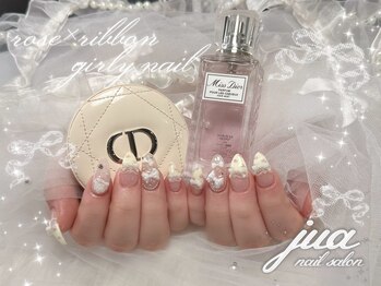 ジュア(jua)/ribbon×rose girly nail