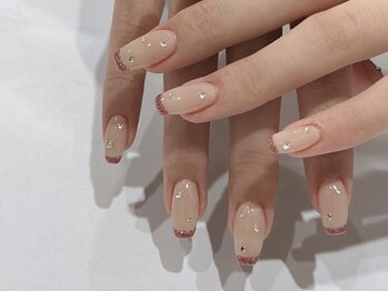 キラキラピンクラメフレンチ