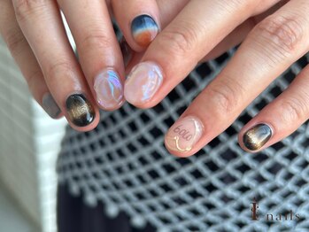アイネイルズ 吉祥寺店(I nails)/ぷっくり落書き夕焼けグラデ