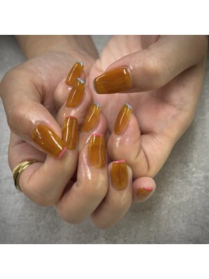 ネイルチップ サイズオーダー ニュアンスネイル ひまわりネイル 囲み 