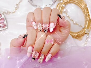 ワンホンネイル 新宿(Rumi Nail)/ちゅるちゅる/定額ネイル/リボン