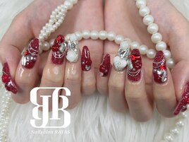 ボルドー薔薇ネイル