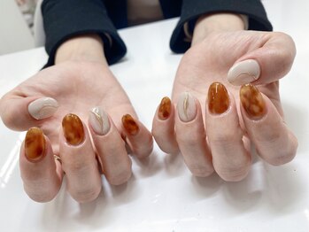 モルフォネイル(Morpho nail)/#ブラウン#ニュアンス#大理石