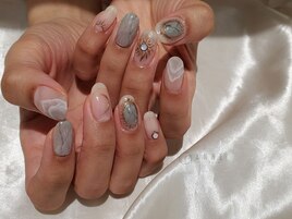 【パラジェル】大理石ネイル
