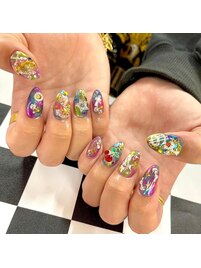 カラフルミラーネイル