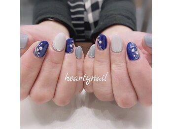 ハーティーネイル hearty nail 溝の口店/ブルーデザインネイル