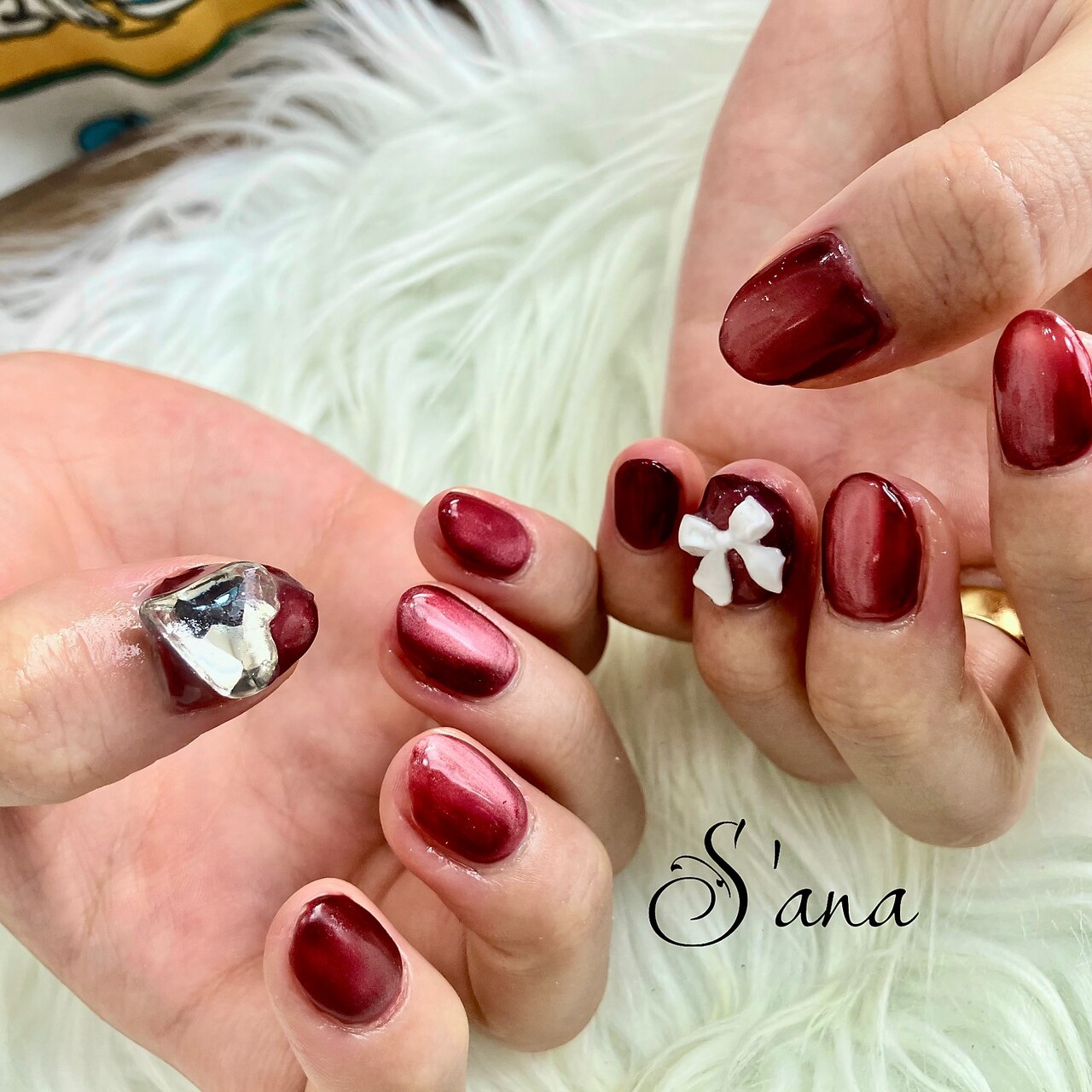 no.027 フレンチガーリー バーガンディ ボルドー ネイルチップ