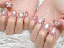 リベレ 福島店(LIBELLE)/マグネットネイル/3Dリボンロ-ズ