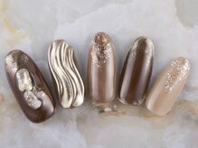 ネイルプラザ 河原町OPA店(NAIL PLAZA)/ブラウン×ニュアンスネイル